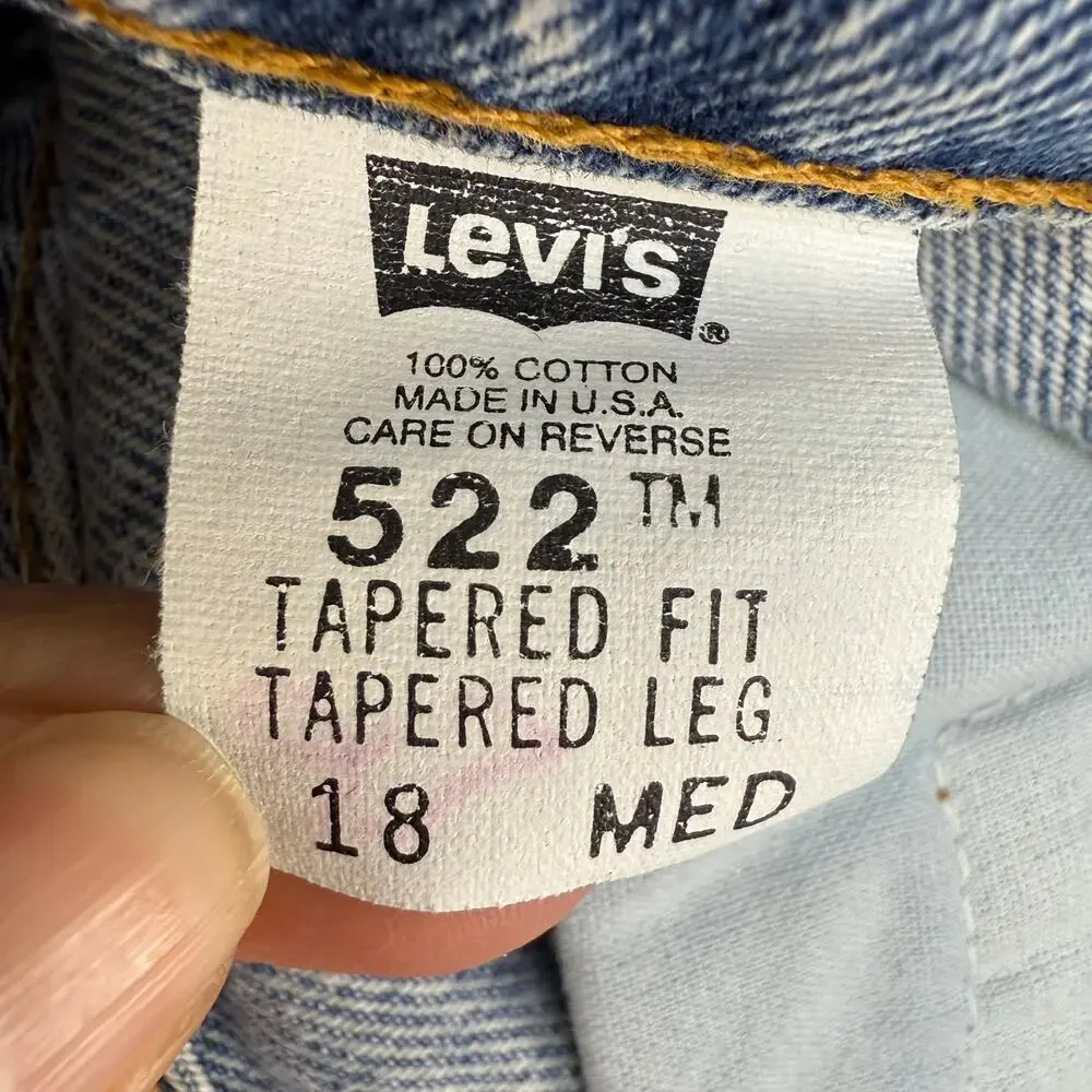 Levi's 522 Jeans Women's 18M  Blue Tapered Fit High Rise Vintage Made in the USA - Picture 6 of 12